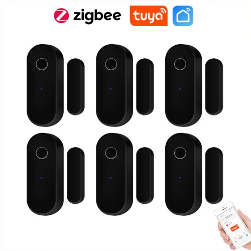 Image of Tuya Smart Zigbee Door Sensor – Wireless Door and Window Open/Close Detector for Home Security, Black, Works with Smart Life App and Gateway