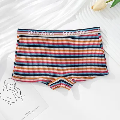 Image de Boxer Femme Rayé Coton Confortable - Grande Taille