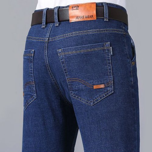 Afbeelding van Herfst-Lente Business Jeans Heren – Comfortabele Rechte Denim Broek met Stretch, Klassieke Zachte Premium Blauwe en Zwarte Broek