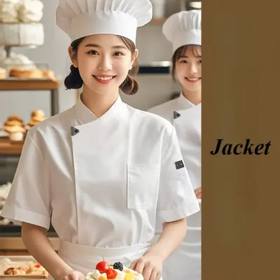 Image de Veste de Chef Manches Courtes Femme - Uniforme Professionnel