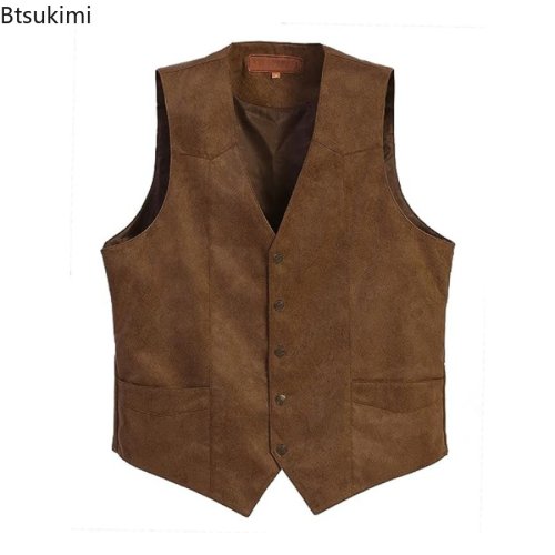 Afbeelding van Stijlvolle Heren Suède Vest – Vintage Look met Modern Design