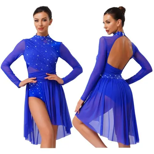 Image de Robe de Danse Élégante avec Strass - Dos Nu