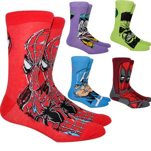 Bild von 5 Paar Anime Marvel Socken Lustige Herrensocken Spider Man Iron Man Venom Captain America Kreative Frauen Lange Skateboard-Socken