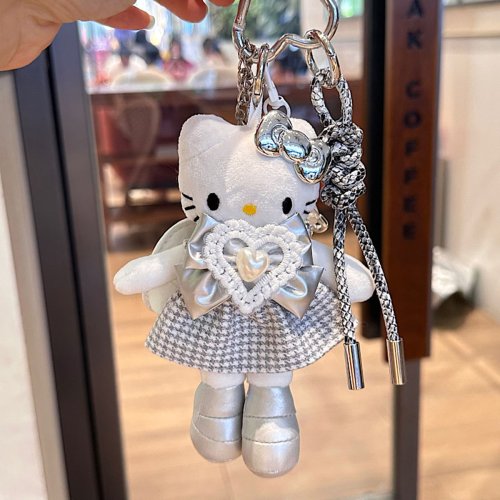 Image of Adorable Sanrio Hello Kitty Long Legs Plush Keychain – Fluffy Stuffed Cat Pendant for Bags, Keys, and More – Cute Gift for Kids and Fans