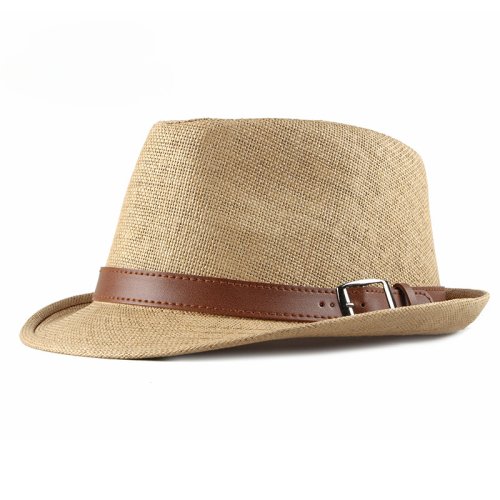 Immagine di Cappello da Sole Estivo in Paglia Stile Coreano Moderno con Visiera Protettiva – Elegante Cappello da Jazz Retro Britannico per Uomo e Donna