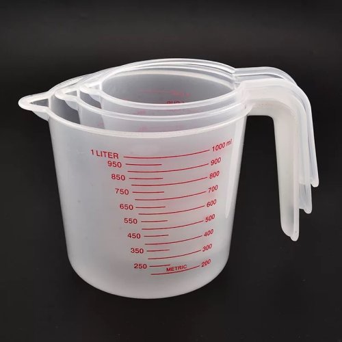 Imagen de Juego de 3 Vasos Medidores de Plástico para Cocina y Hornear, con Escala de 250ml, 500ml y 1000ml, Vaso Medidor de Líquidos Durable y Preciso para Recetas