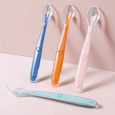 Image de Cuillères d'Apprentissage en Silicone pour Bébé - Ensemble 2 Pièces