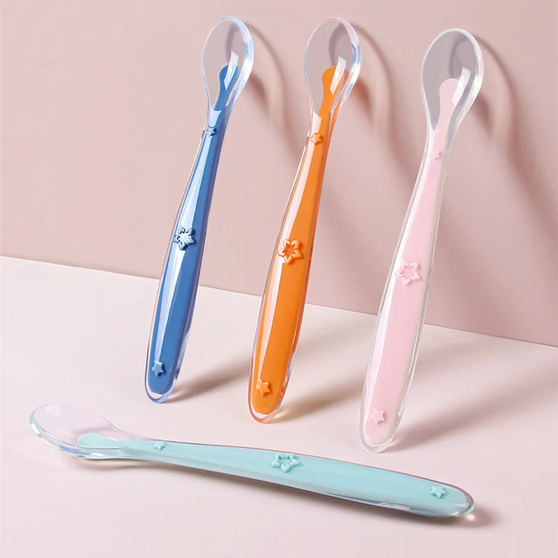 Image de Cuillères d'Apprentissage en Silicone pour Bébé - Ensemble 2 Pièces