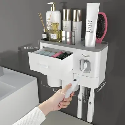 Image de Organisateur Salle de Bain 2 en 1 Sans Perçage