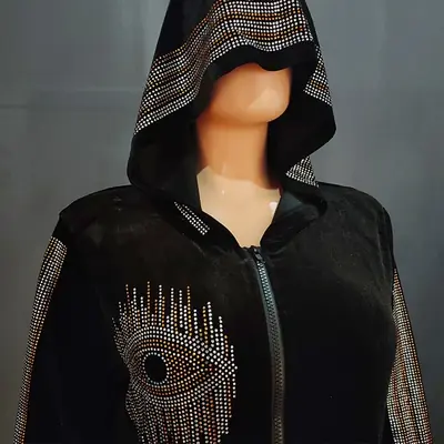 Image de Robe Musulmane à Capuche Velours Diamant - Style Coréen Décontracté