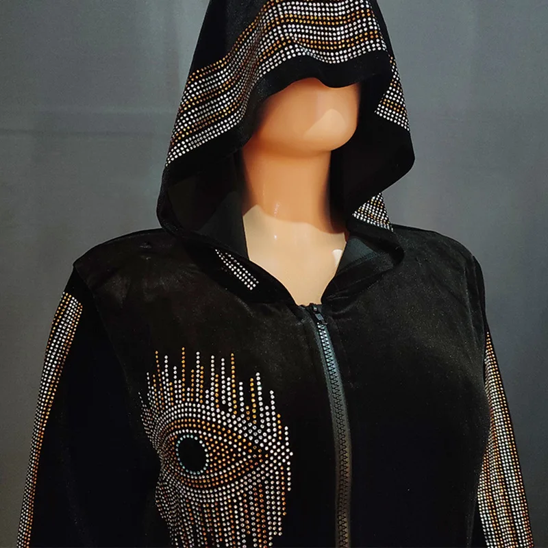 Image de Robe Musulmane à Capuche Velours Diamant - Style Coréen Décontracté