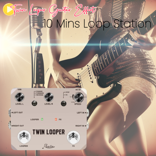 Zdjęcie Rowin Twin Looper Station gitara podwójny przełącznik nożny pedał 11 typów efektów 10 minut nagrywan...