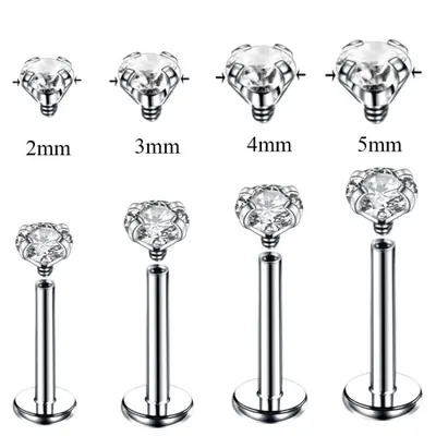 Image de Piercings Labret & Oreilles en Acier Inoxydable avec Zircon