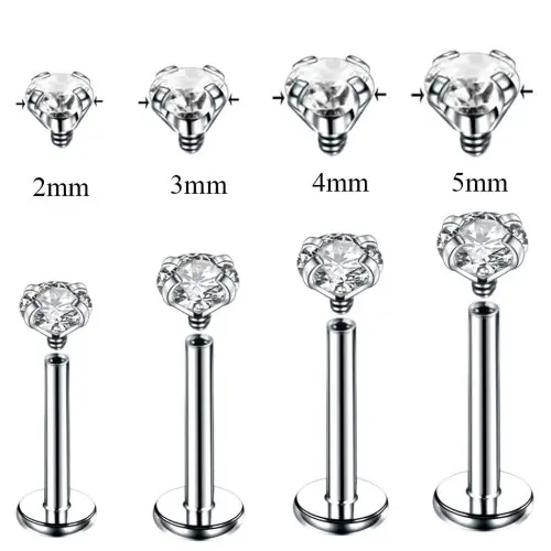 Image de Piercings Labret & Oreilles en Acier Inoxydable avec Zircon