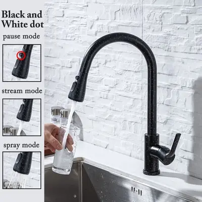 Image de Robinet de Cuisine Noir Design avec Pulvérisateur