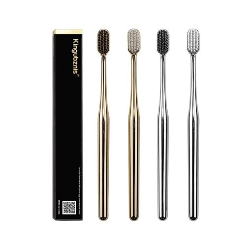 Imagen de Cepillo de dientes de lujo en oro y plata galvanizado para hombres y mujeres – Higiene bucal elegante y duradera