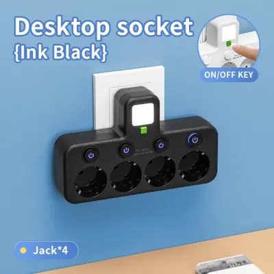 Image de Multiprise Murale USB avec Filtre Réseau et Interrupteurs Indépendants
