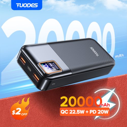 Afbeelding van Powerbank 20000mAh met Snelle Oplading voor iPhone, Samsung & Xiaomi