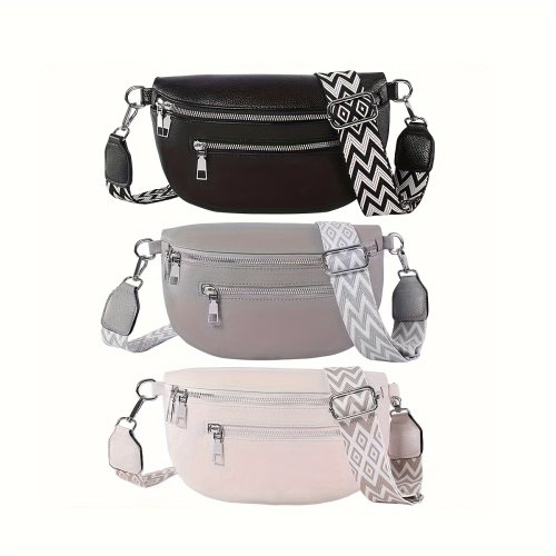 Immagine di Borsa da sella per marsupio casual alla moda da donna in morbida pelle Borsa da petto di nuova moda Borsa a tracolla singola da viaggio per cellulare