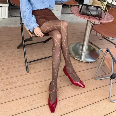 Image de Collants Jacquard Slim 10D - Tendance Y2K Automne-Hiver 2025