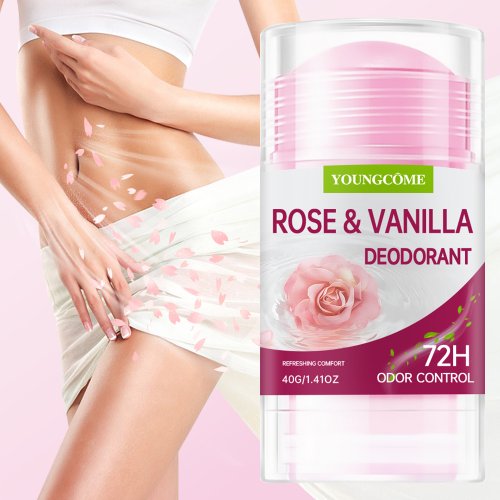 Immagine di Deodorante Stick Naturale al Rosa e Vaniglia – Profumo Duraturo, Antitraspirante, Rinfrescante e Rimuove l'Odore del Corpo