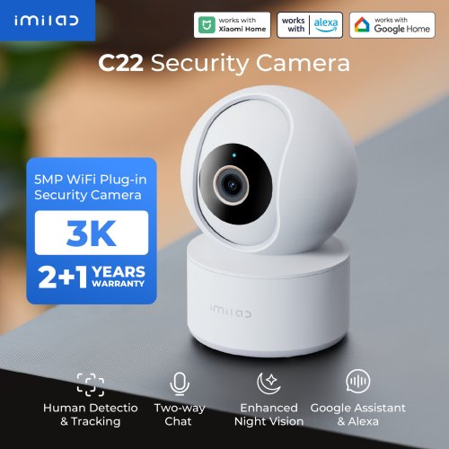 Imagen de Cámara de Seguridad Interior para Bebés Imilab con Detección AI, Visión Nocturna, Audio Bidireccional y Rotación 360° PTZ - Compatible con la App Xiaomi Home