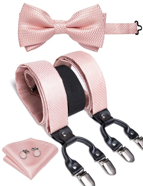 Afbeelding van Mode Zijde Heren Bretels Bowtie Pochet 3.5 Cm Brede Elastische Man Manchetknopen Set Verstelbare Bretels Voor Man shirt Decor