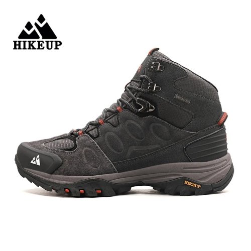 Zdjęcie HIKEUP wysokie męskie buty turystyczne zimowe buty outdoorowe sznurowane antypoślizgowe sportowe but...
