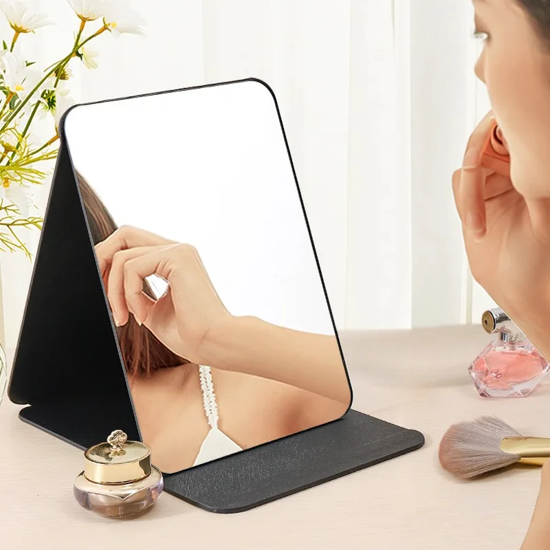 Bild von Hochwertiger klappbarer Make-up-Spiegel – Tragbarer, einseitiger Standspiegel in kreativem Einheitsdesign für Frauen