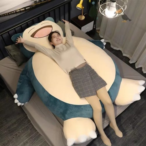 Afbeelding van Gigantische 200 cm Snorlax Knuffel - Zacht Kawaii Pokémon Pluche Kussen zonder Vulling, Lederlook Shell, Ideaal als Cadeau voor Kinderen