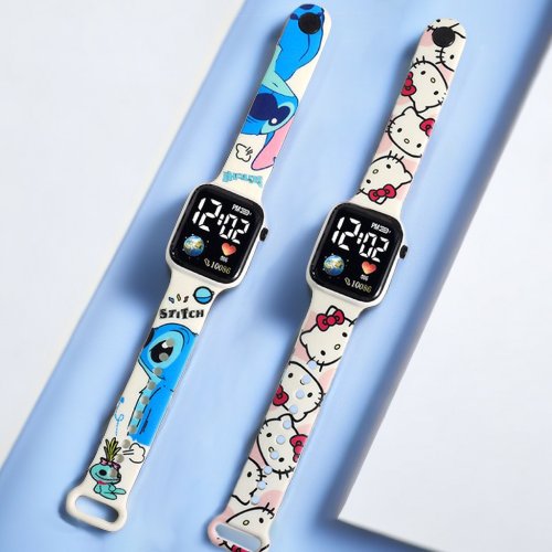 Nieuwe Stitch Kinderen Horloges Meisjes Reloj Inteligente Para Niños Niña Reloj Hello Kitty Digitale Horloge Vrouwen Relógio Infantil