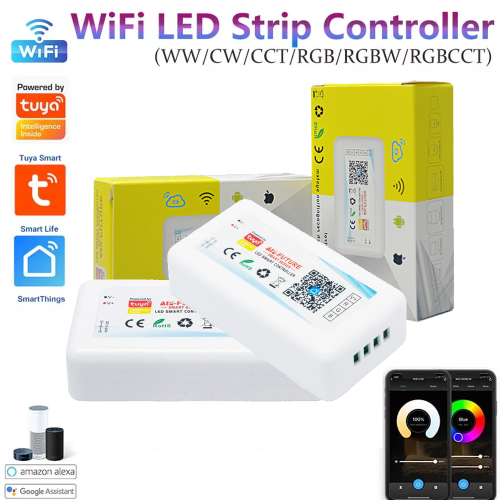Image de Contrôleur LED WiFi Tuya - RGB, CCT, Dimmable, Commande vocale Alexa & Google