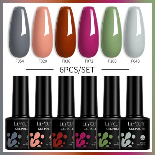 Bild von Natürlicher Nagelgel-Set mit Kaffee-Brauntönen – 6-teiliges UV-Gel-Kit für semi-permanente Maniküre, Winter-Design, Soak-Off, 7 ml pro Flasche