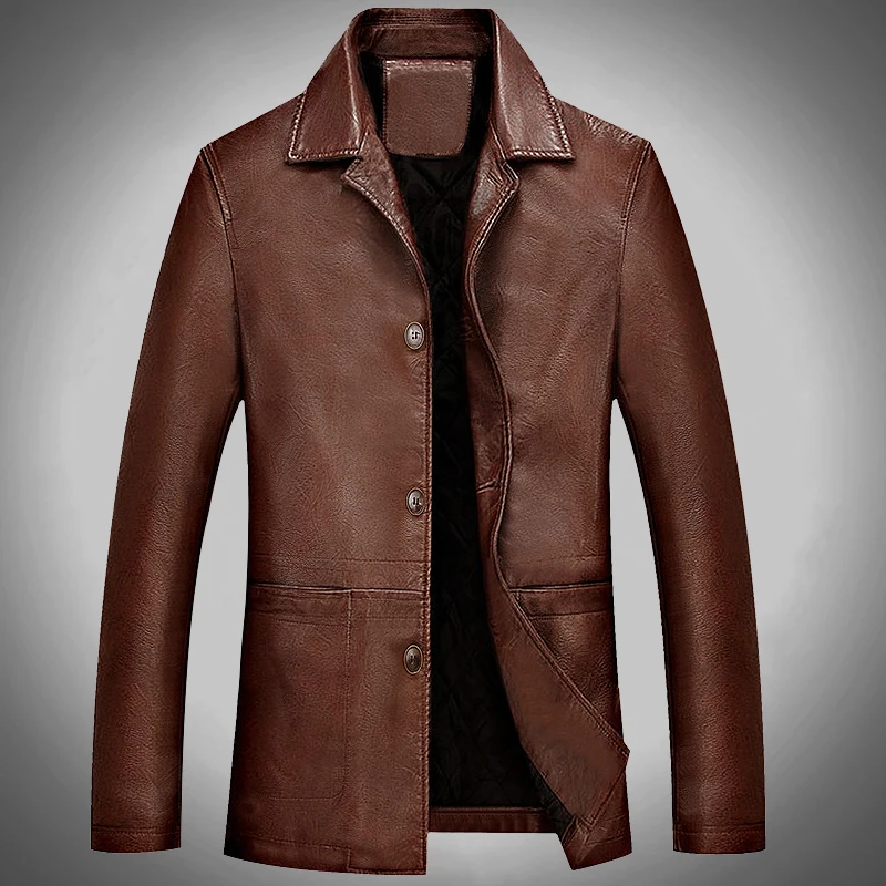 Imagen de Chaqueta de Cuero Suave para Hombre - Talla Grande 4XL