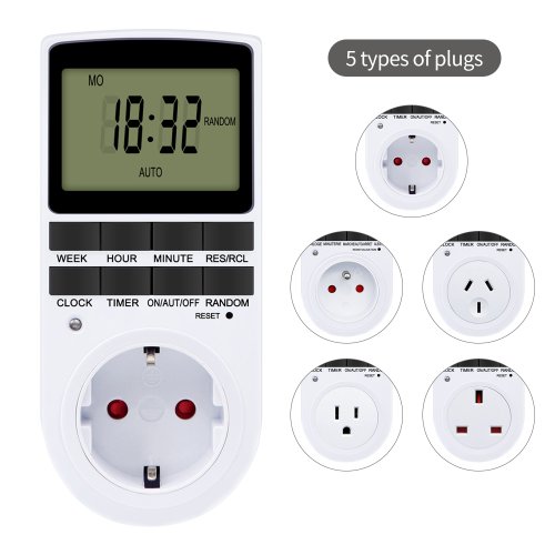 Image of TM02 Electronic Digital Timer Kitchen Timer Socket Outlet 230V 110V 12/24 Hour Cyclic Outlet Programmable Timing EU FR US Plug