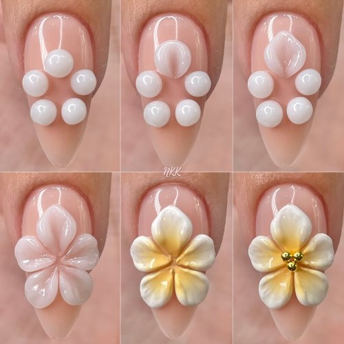 Bild von 3D Nail Art Gel – Weiße Blumen-Designs für DIY Nagelverlängerungen