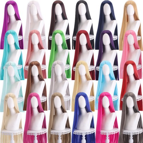 Image de Perruque Cosplay Blonde Rose Rouge Violette 100cm