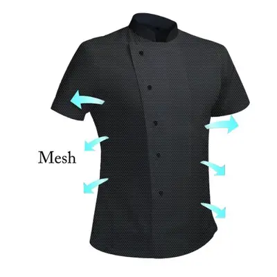 Image de Veste de Chef Respirante - Noir & Blanc