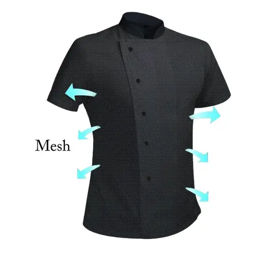 Image de Veste de Chef Respirante - Noir & Blanc