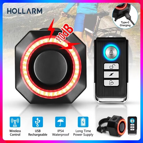 Zdjęcie Inteligentny Alarm Tylnej Lampy Rowerowej z Ochroną Przed Kradzieżą – USB, Czujnik Hamulca, Zdalne Sterowanie