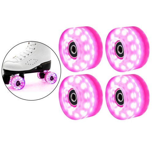 Imagen de 4 ruedas para patines, ruedas luminosas para monopatín Quad con rodamientos instalados, accesorios para ruedas de patines de doble fila