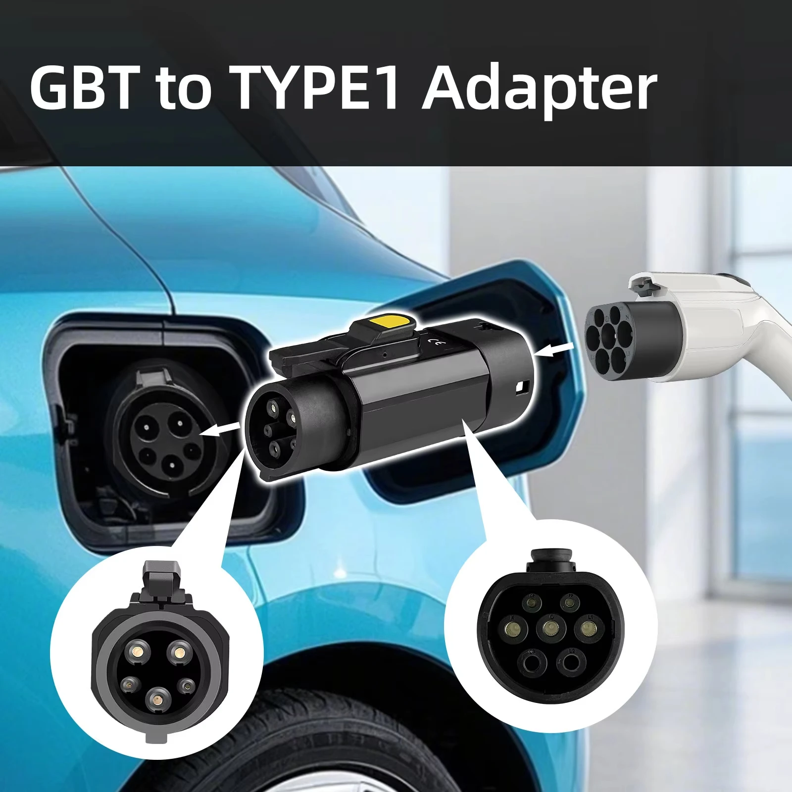 Imagen de Adaptador EV 32A 7,2 kW GB/T a tipo 1 convertidor de enchufe hembra para coches eléctricos J1772 GBT a tipo 1 accesorio de carga