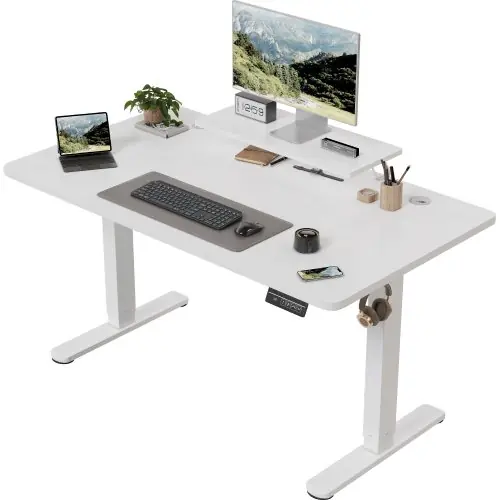 Image de Bureau Électrique Réglable en Hauteur 140x60 cm - Blanc