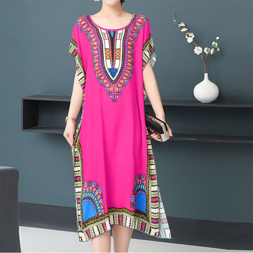 Imagen de Vestido de Maternidad Informal Recto, Largo y Elegante con Estampado Floral, Manga Corta, Holgado y con Vuelo Grande para Mujer, Tendencia de Ropa de Verano