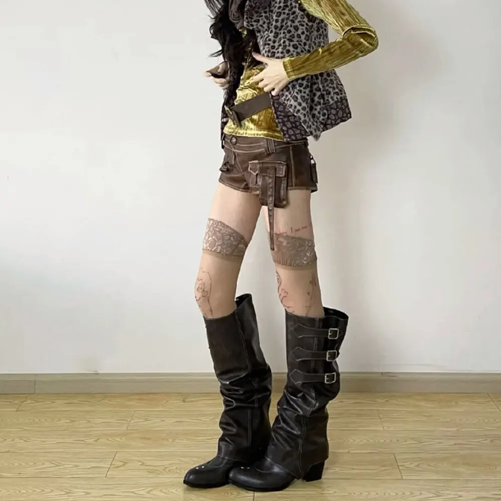 Bild von Y2K Kniehochstiefel – Vintage Wasteland Look