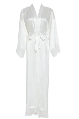 Image de Kimono de Nuit en Satin & Dentelle - Élégance Sensuelle