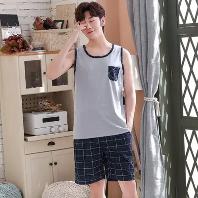 Image de Pyjama Homme Coton Doux - Gilet & Pantalon Confort