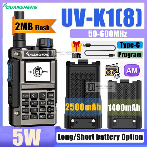 Immagine di Quansheng UV-K1(8) Mini Walkie Talkie 2MB Flash 50-600MHz Frequenza di copia wireless AM FM Tipo-C 5Km Ham a lungo raggio Radio bidirezionale