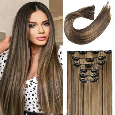 Image de Extensions Capillaires Synthétiques à Clips - Longues & Épaisses