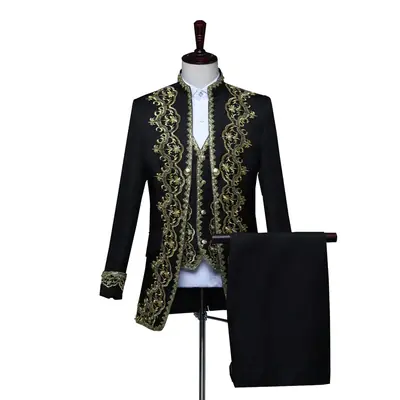 Image de Costume Smoking Vintage Homme 3 Pièces Or & Noir